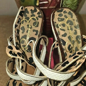 Jessica Simpson animal print size 9, 6" wedge heels.